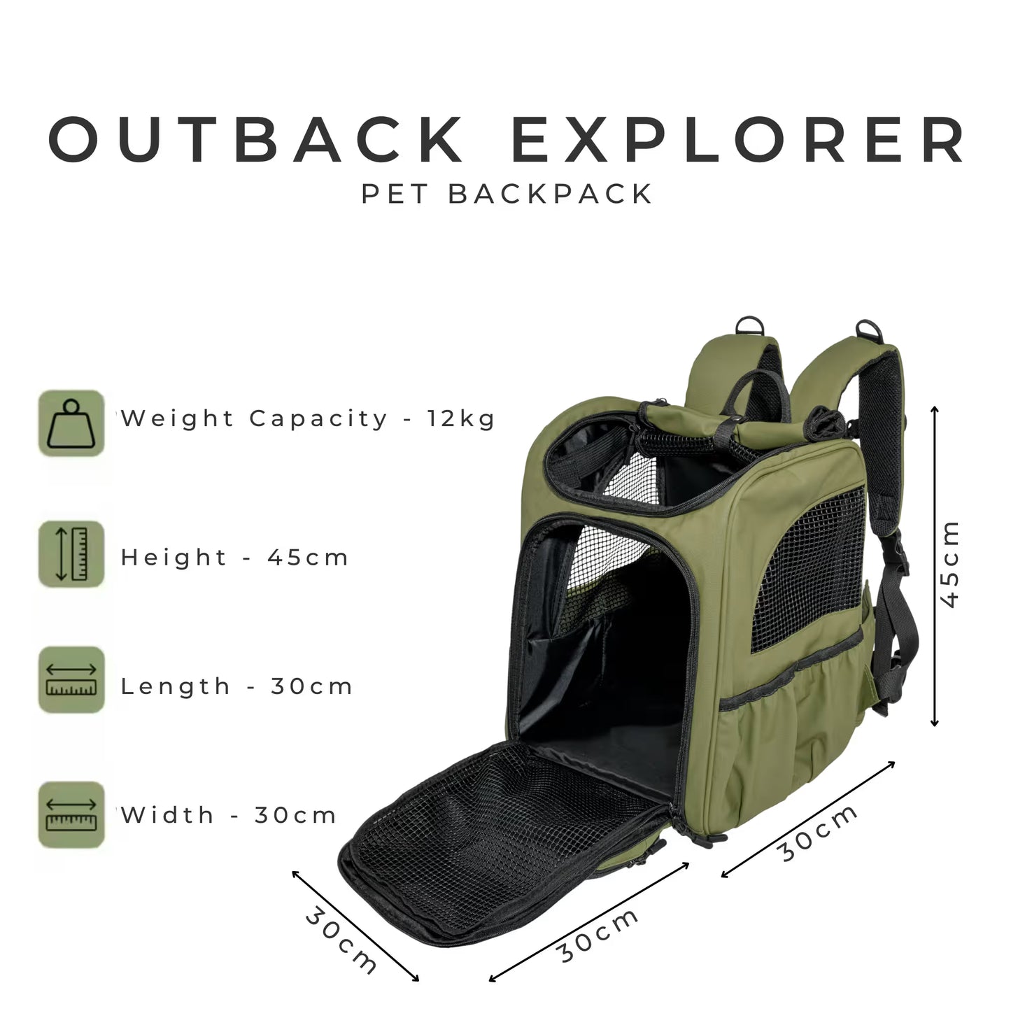 Outback Explorer Pet Backpack | Waterproof Heavy Duty Carrier | Up to 12kg | Explore with Confidence | Pawbella